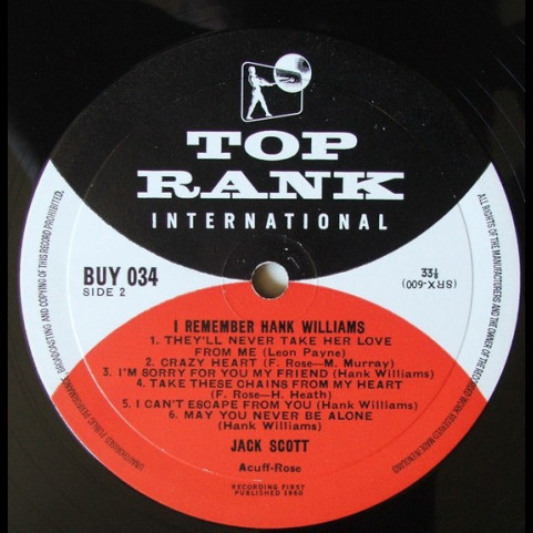Jack Scott - I Remember Hank Williams (1960) [1LP]