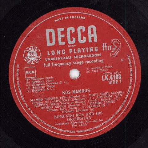 Edmundo Ros & His Orchestra - Ros Mambos (1955) [1LP]
