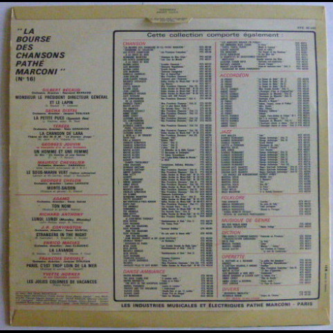 Various - La Bourse Des Chansons Pathé-Marconi N° 16 (1966) [1LP]