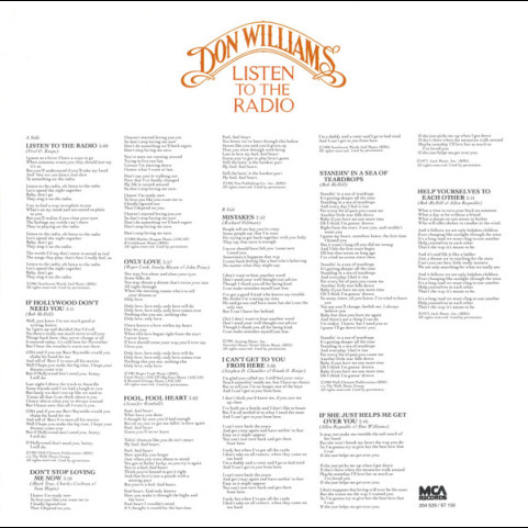 Don Williams (2) - Listen To The Radio (1982) [1LP]