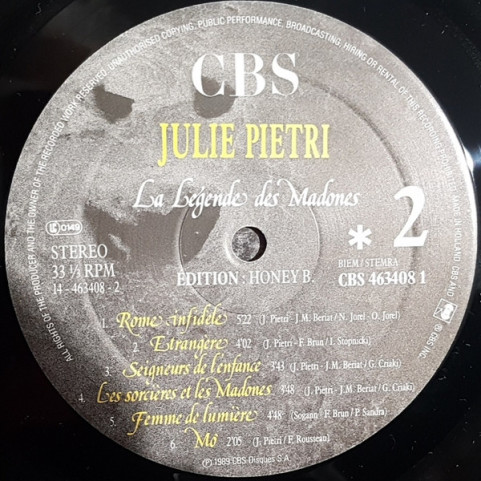 Julie Pietri - La Légende Des Madones (1989) [1LP]