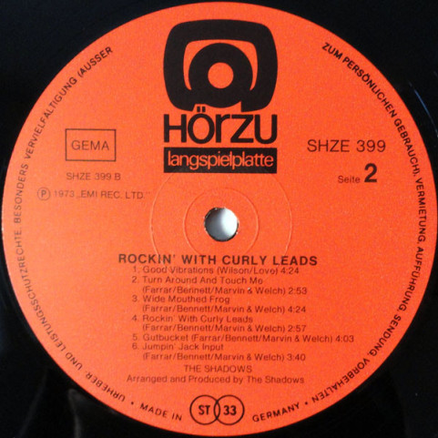 Shadows, The - Rockin' With Curly Leads (1973) [1LP]
