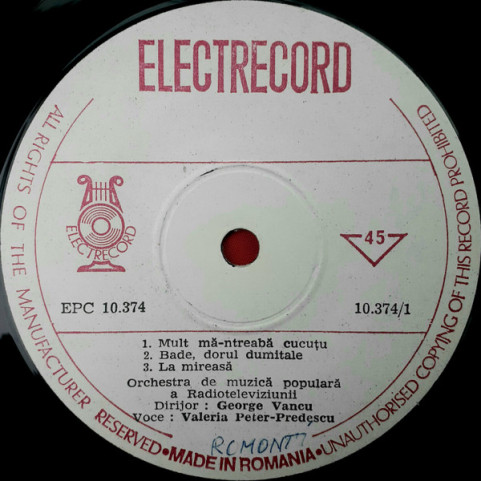 Valeria Peter Predescu - Mult Mă-ntreabă Cucuţu (1974) [7"]