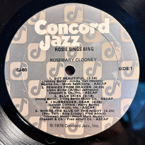 Rosemary Clooney - Rosie Sings Bing (1978) [1LP]