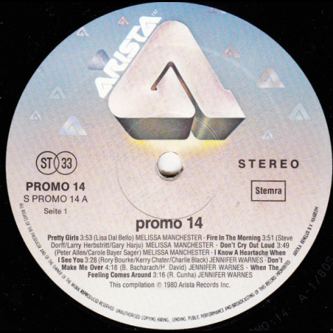 Various - Promo 14 Arista Female Sampler (1980) [1LP]