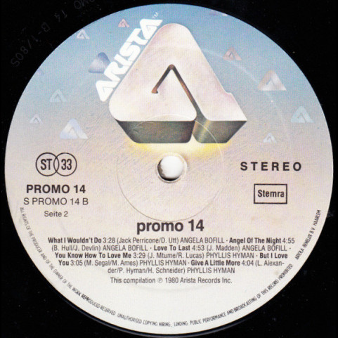 Various - Promo 14 Arista Female Sampler (1980) [1LP]