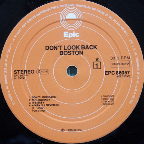 Boston - Don't Look Back (1978) [1LP]