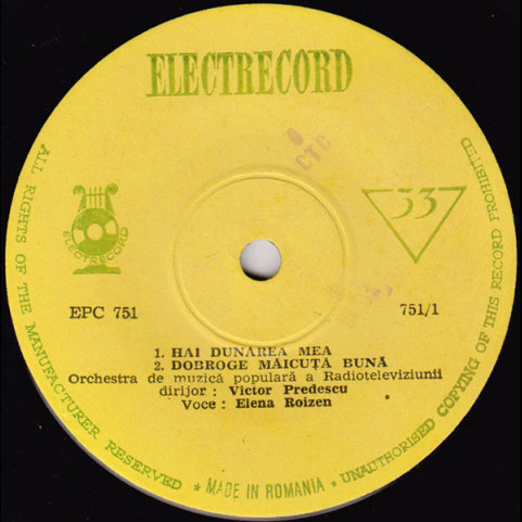 Elena Roizen - Hai Dunărea Mea (1965) [7"]