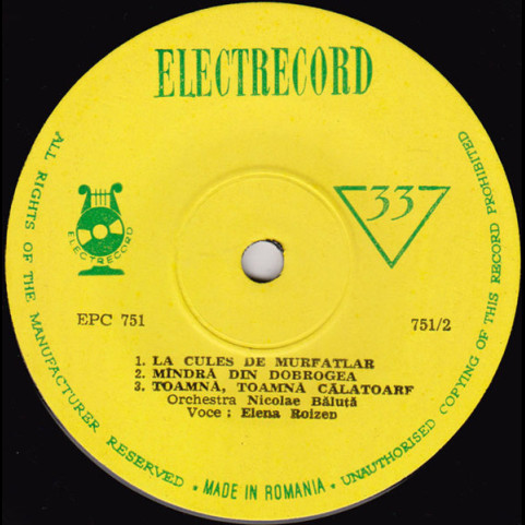 Elena Roizen - Hai Dunărea Mea (1965) [7"]