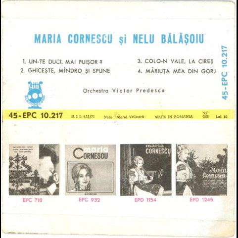 Maria Cornescu Și Nelu Bălășoiu - Maria Cornescu Și Nelu Bălășoiu [7"]