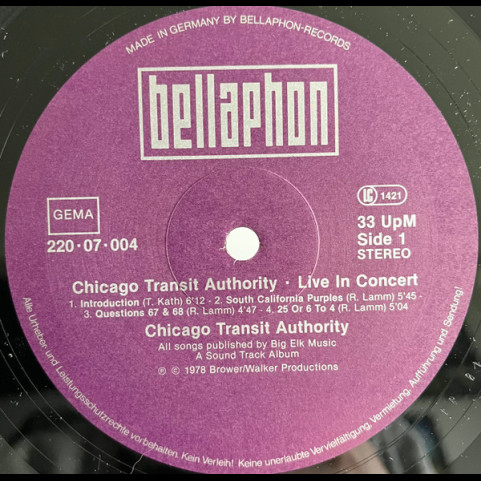Chicago (2) - Live In Concert (1981) [1LP]