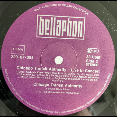 Chicago (2) - Live In Concert (1981) [1LP]