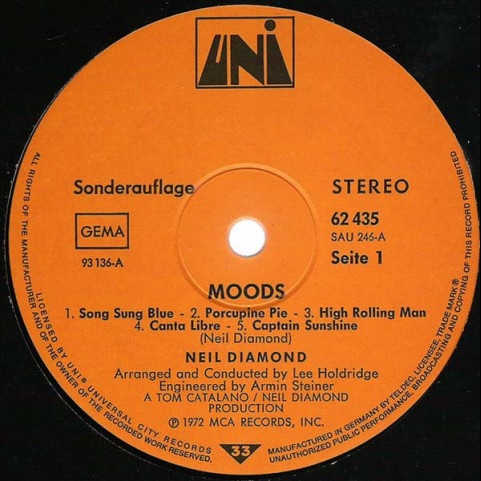 Neil Diamond - Moods (1973) [1LP]