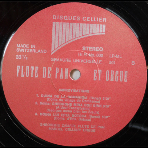 Gheorghe Zamfir - Marcel Cellier - Improvisation Pour Flûte De Pan Et Orgue Vol. 1 [1LP]