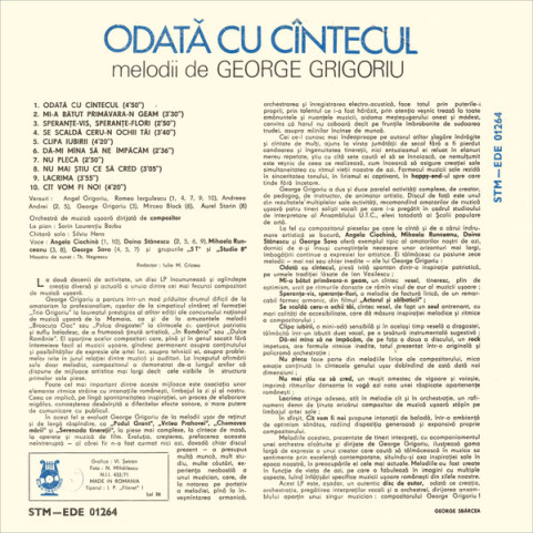 George Grigoriu - Odată Cu Cîntecul - Melodii De George Grigoriu (1977) [1LP]