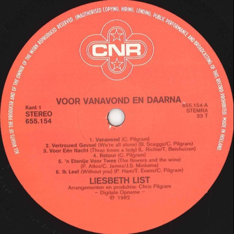 Liesbeth List - Voor Vanavond En Daarna (1982) [1LP]