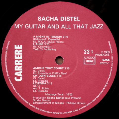 Sacha Distel - My Guitar And All That Jazz (1983) [1LP]