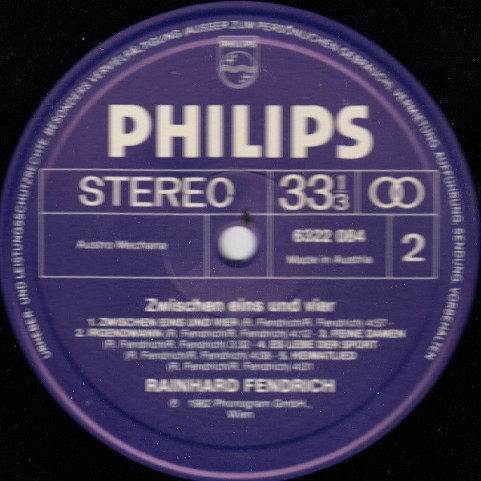 Rainhard Fendrich - Zwischen Eins Und Vier (1982) [1LP]