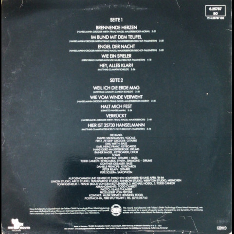 David Hanselmann - Jeder Will Leben (1984) [1LP]