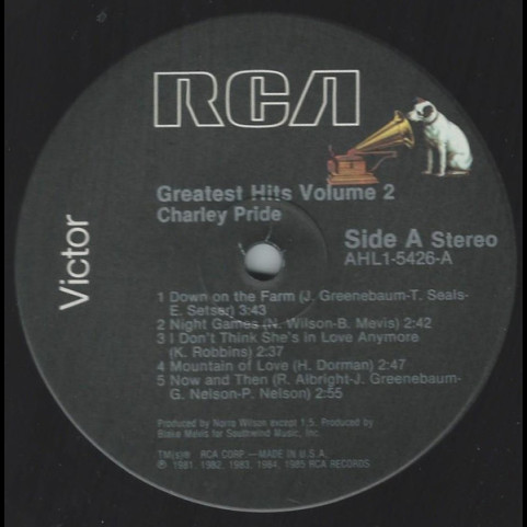 Charley Pride - Greatest Hits, Volume 2 (1985) [1LP]