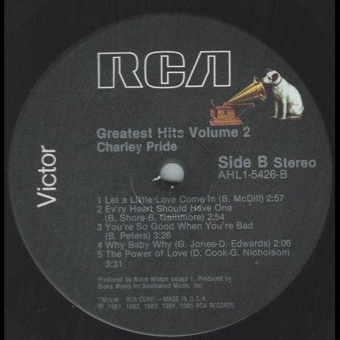 Charley Pride - Greatest Hits, Volume 2 (1985) [1LP]