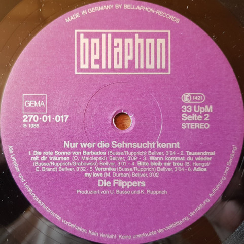 Die Flippers - Nur Wer Die Sehnsucht Kennt (1986) [1LP]