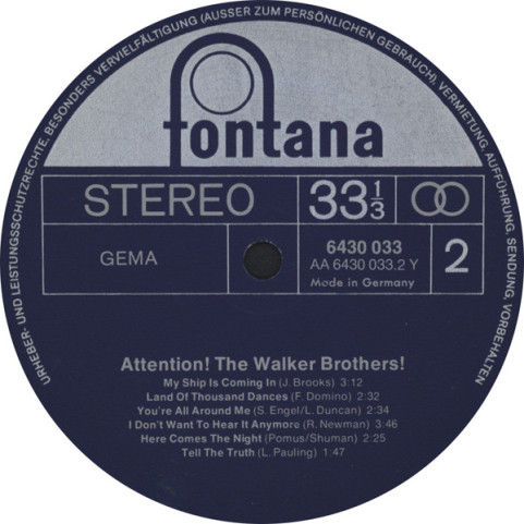 Walker Brothers, The - Attention! The Walker Brothers! (1973) [1LP]