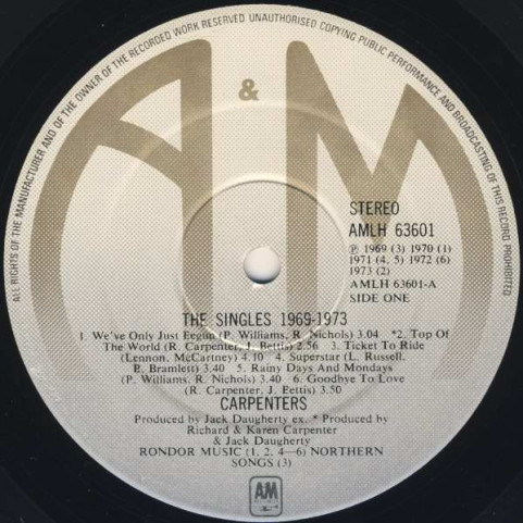 Carpenters - The Singles 1969-1973 (1973) [1LP]