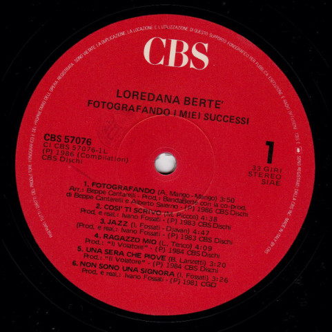 Loredana Bertè - Fotografando I Miei Successi (1986) [1LP]