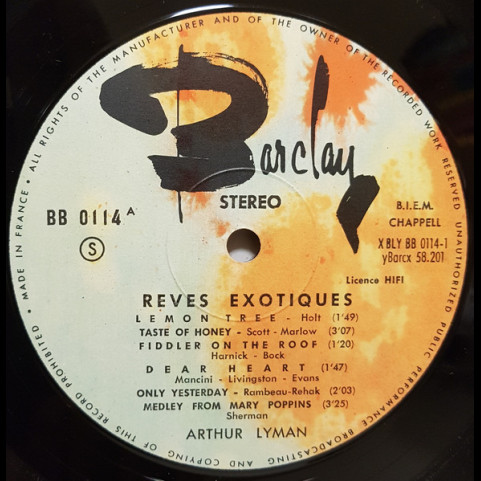 Arthur Lyman - Reves Exotiques - Les Sons Exotiques D'Arthur Lyman (1966) [1LP]