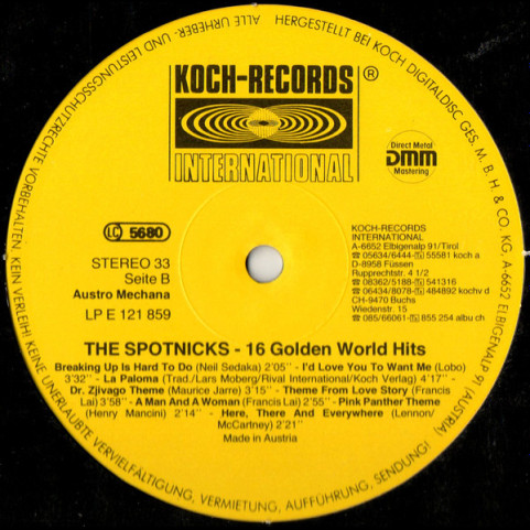 Spotnicks, The - 16 Golden World Hits (1987) [1LP]