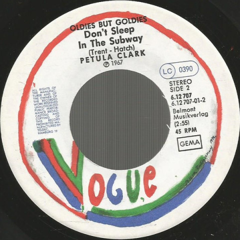 Petula Clark - Down Town / Don't Sleep In The Subway [7"]