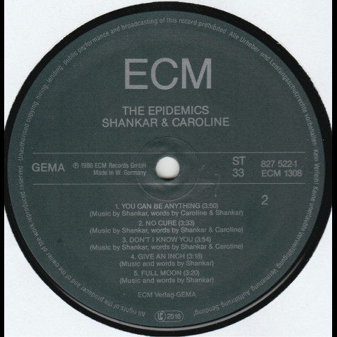 Epidemics, The : Shankar / Caroline (2) - The Epidemics (1986) [1LP]