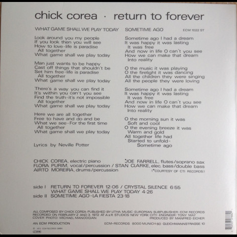 Chick Corea - Return To Forever (2010) [1LP] 180g