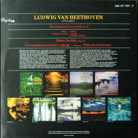 Ludwig Van Beethoven / Dieter Zechlin Klavier, Gewandhausorchester Leipzig, Franz Konwitschny - Klavier-Konzert C-Moll Nr.3 Op. 37 [1LP]