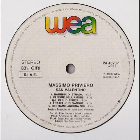 Massimo Priviero - San Valentino (1988) [1LP]