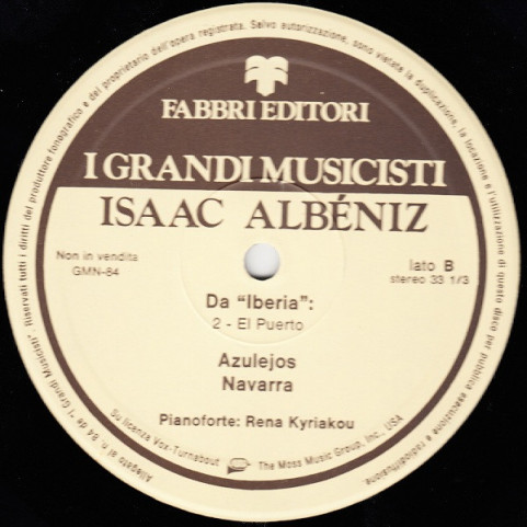 Isaac Albéniz, Rena Kyriakou - Iberia / Azulejos, Navarra (1978) [1LP]