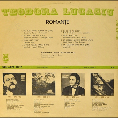 Teodora Lucaciu - Romanțe  (1976) [1LP]