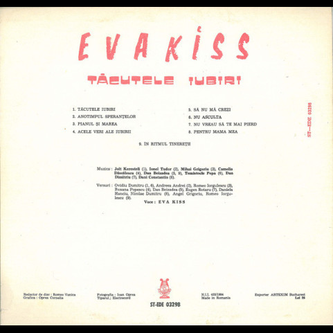 Eva Kiss - Tăcutele Iubiri (1987) [1LP]