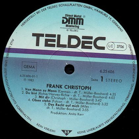 Frank Christoph - Das Recht Auf Mich (1983) [1LP]