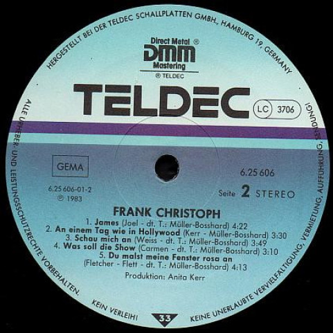 Frank Christoph - Das Recht Auf Mich (1983) [1LP]