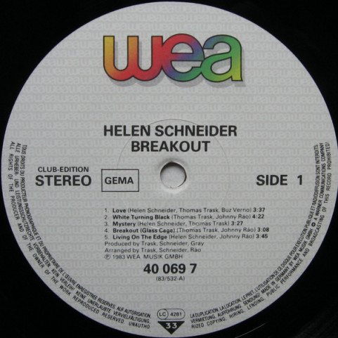 Helen Schneider With Kick (2), The - Breakout (1983) [1LP]