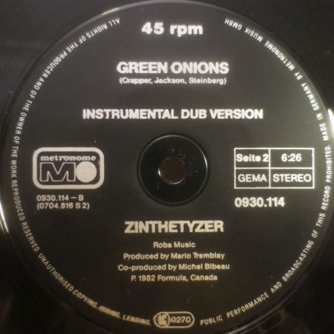 Zinthetyzër - Green Onions (1982) [12"]
