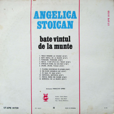 Angelica Stoican - Bate Vîntul De La Munte (1980) [1LP]