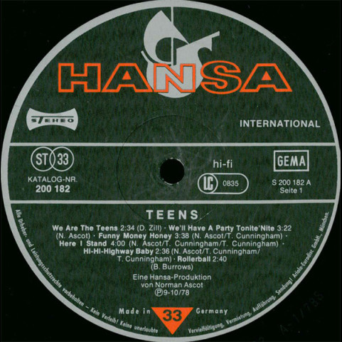 Teens, The - The Teens (1978) [1LP]