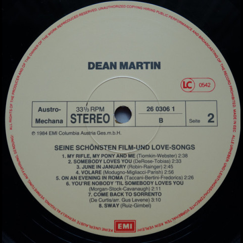 Dean Martin - Seine Schönsten Film- Und Love-Songs (1984) [1LP]