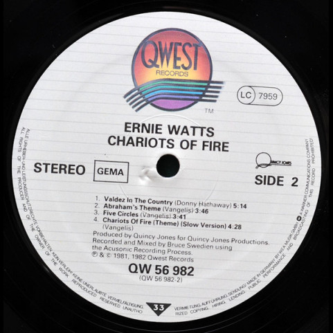 Ernie Watts - Chariots Of Fire (1982) [1LP]