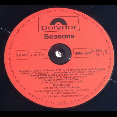 Bing Crosby - Seasons (1977) [1LP]