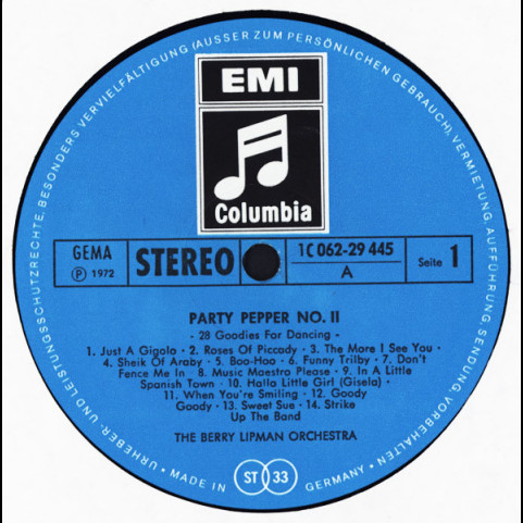 Berry Lipman & His Orchestra - Party Pepper No 2 (1972) [1LP]