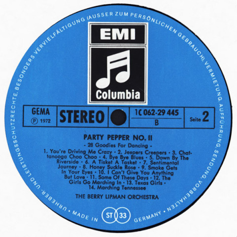Berry Lipman & His Orchestra - Party Pepper No 2 (1972) [1LP]